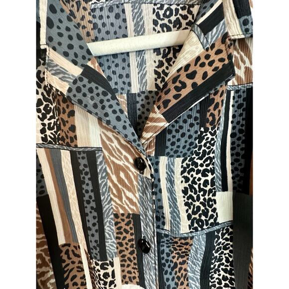 Vtg Donn Kenny Animal Print Long Sleeve Button Up Size Small - Picture 3 of 6